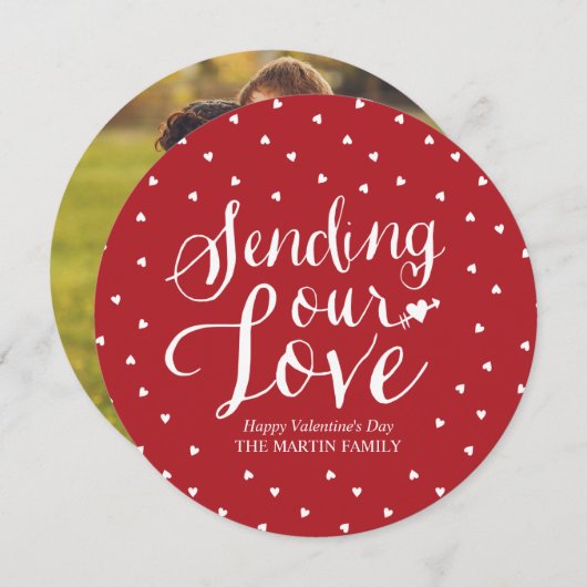 Het verzenden van onze liefde rond Valentijnsdag K Feestdagenkaart (Voorkant / Achterkant)