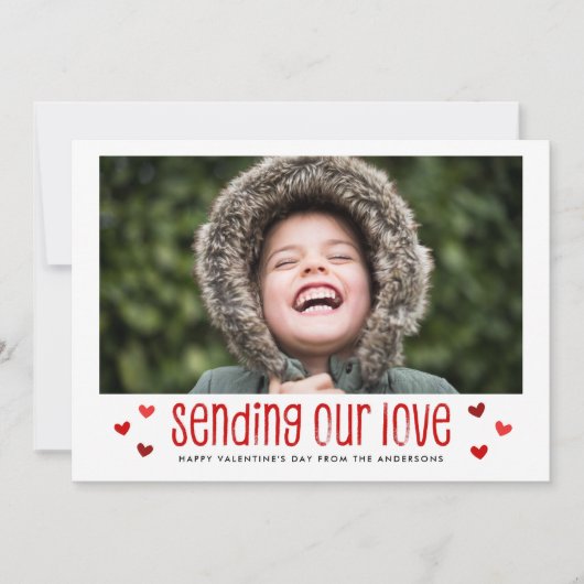 Het verzenden van onze Liefde Single Photo Valenti Feestdagenkaart (Voorkant)