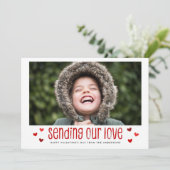 Het verzenden van onze Liefde Single Photo Valenti Feestdagenkaart (Staand voorkant)