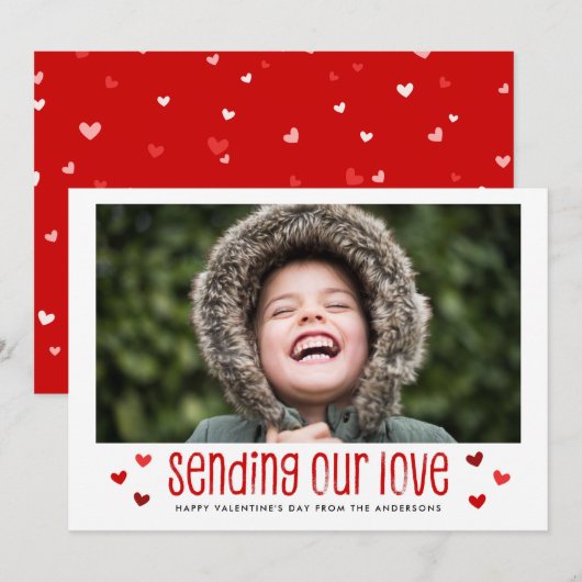 Het verzenden van onze Liefde Single Photo Valenti Feestdagenkaart (Voorkant / Achterkant)