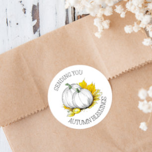 Het verzenden van u herfst zegeningen ronde sticker