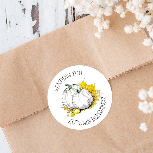 Het verzenden van u herfst zegeningen ronde sticker