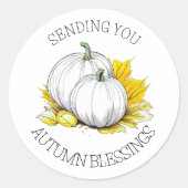 Het verzenden van u herfst zegeningen ronde sticker (Voorkant)