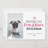 Het verzenden van uw pugs & Kisses Cute Pug Dog & Feestdagenkaart (Voorkant)