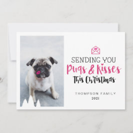 Het verzenden van uw pugs & Kisses Cute Pug Dog &  Feestdagenkaart