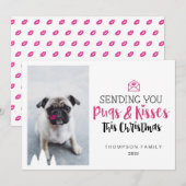 Het verzenden van uw pugs & Kisses Cute Pug Dog &  Feestdagenkaart (Voorkant / Achterkant)