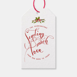Het verzenden van veel liefde Holly Floral Holiday Cadeaulabel