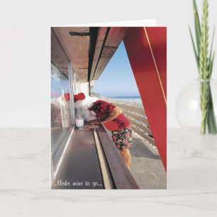 Het verzoek van de kerstman bij het venster… feestdagen kaart