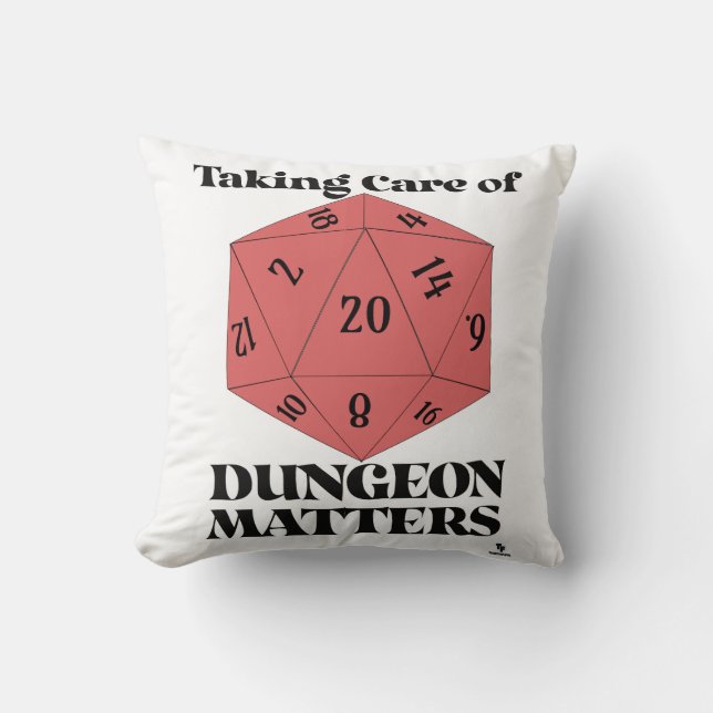 Het verzorgen van Dungeon Matters Game Slogan Kussen (Voorkant)