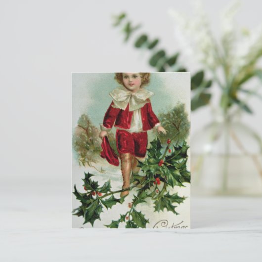 Het Victoriaans briefkaart die van Kerstmis een (Staand voorkant)