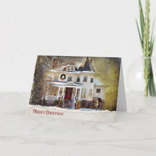 Het Victoriaans Huis van Kerstmis Feestdagen Kaart