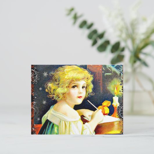 Het Victoriaans Kind van Kerstmis Feestdagenkaart (Staand voorkant)