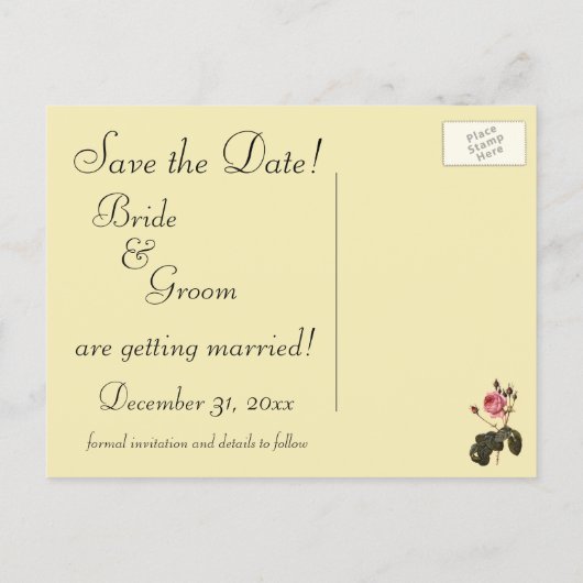 Het  Victoriaans Profiel van de Bride, sparen de D Aankondigingskaart (Achterkant)