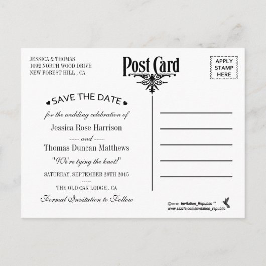 Het Victoriaans Steampunk Wedding Collectie Aankondigingskaart (Achterkant)