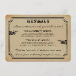 Het Victoriaans Steampunk Wedding Collectie Informatiekaartje