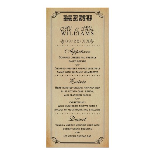 Het Victoriaans Steampunk Wedding Collectie - Menu (Voorkant)