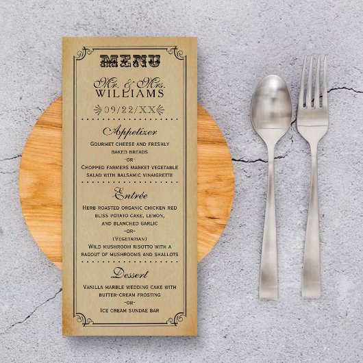 Het Victoriaans Steampunk Wedding Collectie Menu