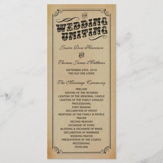 Het Victoriaans Steampunk Wedding Collectie Programmakaart (Voorkant)