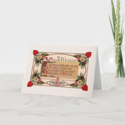 Het Victoriaans Versierd Wenskaart van het Gedicht Feestdagen Kaart (Voorkant)