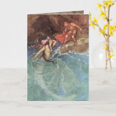 Het Victoriaans Wenskaart van de Meermin Kaart (Gele Bloem)