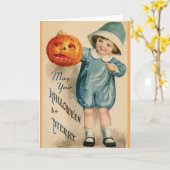 Het Victoriaans Wenskaart van Halloween Kaart (Gele Bloem)