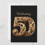 HET VIEREN VAN 50 ELEGANT GOUD BRUILOFT JUBILEUM KAART (Achterkant)