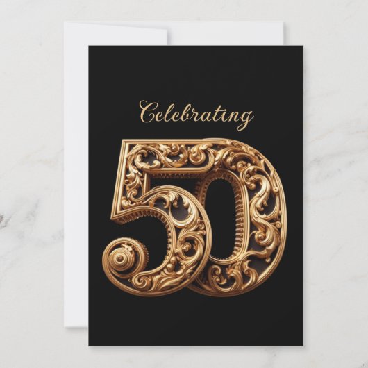 HET VIEREN VAN 50 ELEGANT GOUD BRUILOFT JUBILEUM KAART (Achterkant)