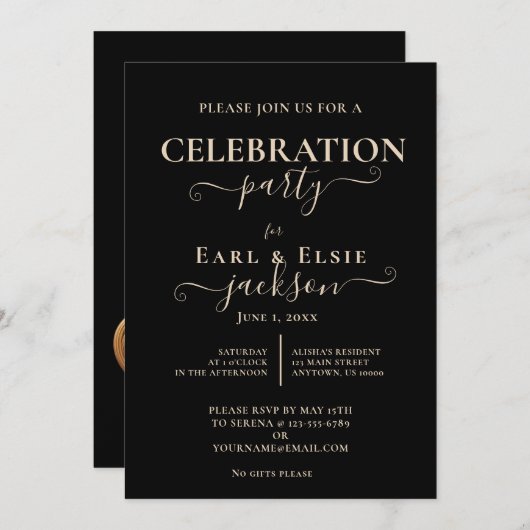 HET VIEREN VAN 50 ELEGANT GOUD BRUILOFT JUBILEUM KAART (Voorkant / Achterkant)