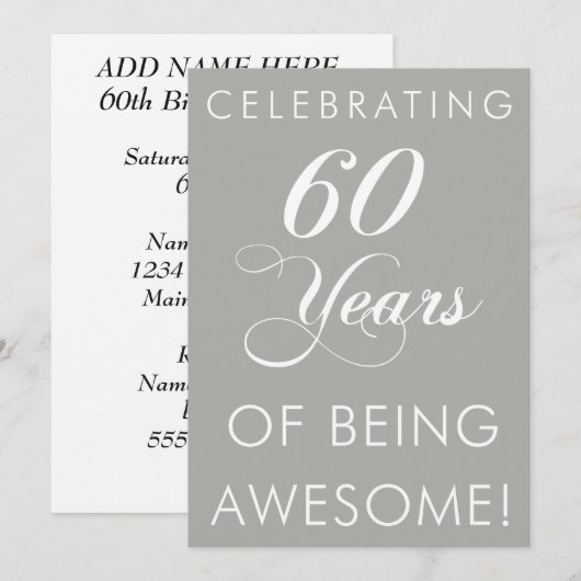 Het vieren van 60 jaar Geweldige uitnodiging (Voorkant / Achterkant)