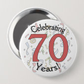 Het vieren van 70 jaar ketti verjaardag grote knoo ronde button 4,0 cm (Voorkant /achterkant)