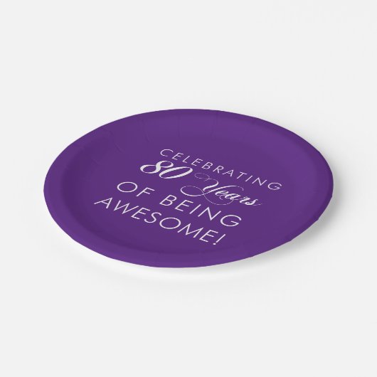 Het vieren van 80 jaar Geweldige (KLEUR) Papieren Bordje (Gekanteld)