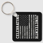 Het vieren van de 19e  Amerikaanse Vlag Cool Sleutelhanger (Voorkant)