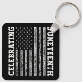 Het vieren van de 19e  Amerikaanse Vlag Cool Sleutelhanger (Achterkant)