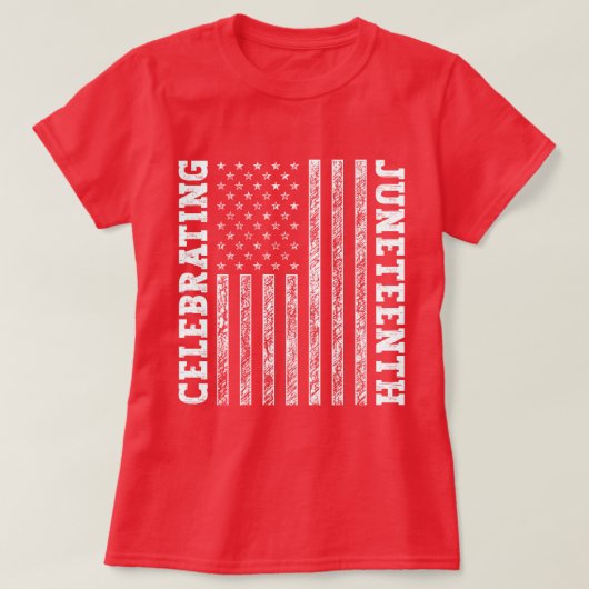 Het vieren van de 19e  Amerikaanse Vlag Cool T-shirt (Design voorkant)