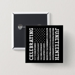 Het vieren van de 19e  Amerikaanse Vlag Cool Vierkante Button 5,1 Cm