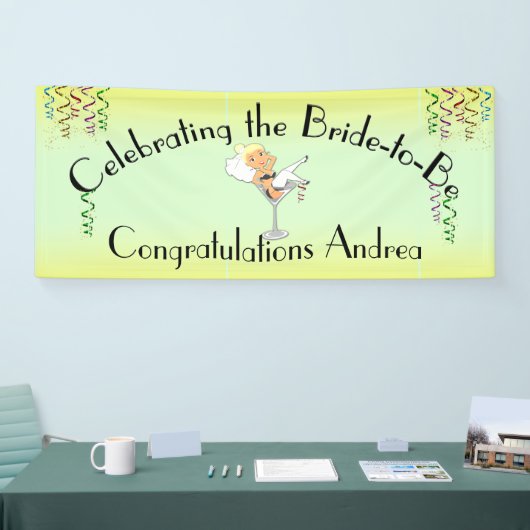 Het vieren van de Blond Bride om Shower te zijn/Pa Spandoek (Beurs)