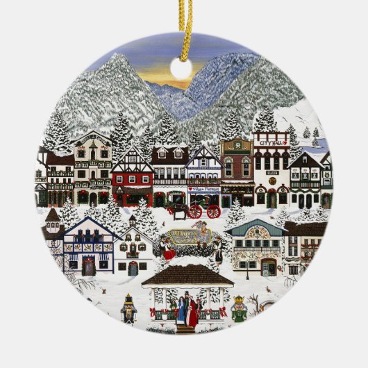 Het vieren van de Feestdagen in Leavenworth Keramisch Ornament (Voorkant)
