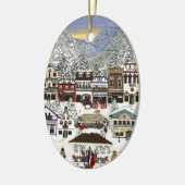 Het vieren van de Feestdagen in Leavenworth Keramisch Ornament (Links)