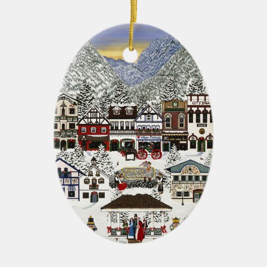 Het vieren van de Feestdagen in Leavenworth Keramisch Ornament (Voorkant)