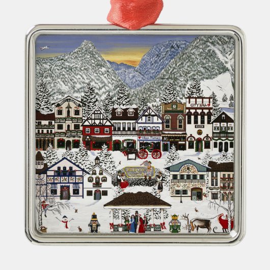 Het vieren van de Feestdagen in Leavenworth Metalen Ornament (Voorkant)