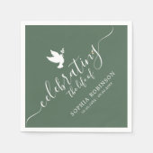 Het vieren van de Life Sage Green Dove begrafenis Servet (Voorkant)