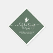 Het vieren van de Life Sage Green Dove begrafenis Servet (Hoek)