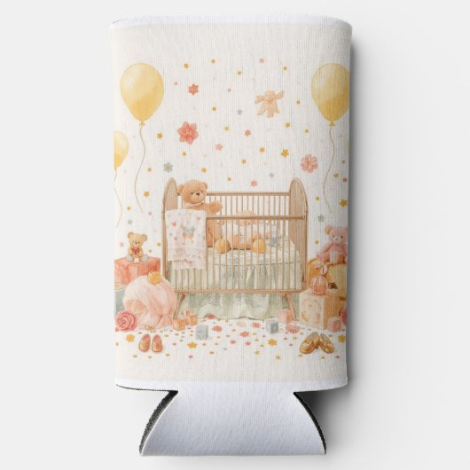 Het vieren van de nieuwe baby seltzer blikjeskoeler (Voorkant)