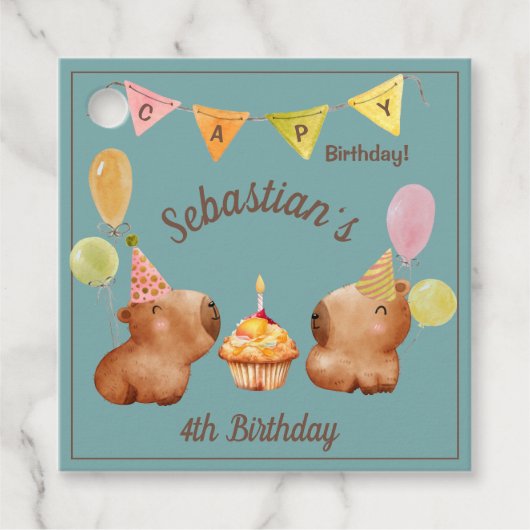 Het vieren van een Capy verjaardag Bedankjes Labels (Voorkant)