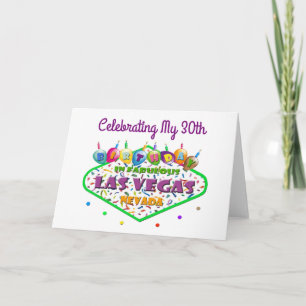 Het vieren van mijn 30e Las Vegas Birthday Kaart