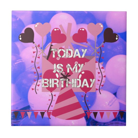 Het vieren van mijn vreugdevolle verjaardag Zegeni Tegeltje (Voorkant)