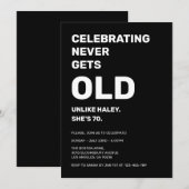 Het vieren van Never Gets Old Funny 70th Birthday Kaart (Voorkant / Achterkant)