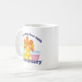 Het vieren van onze 65e Jubileum cadeau Koffiemok (Voorkant links)