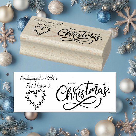 Het vieren van onze eerste getrouwde en vrolijke k rubberstempel