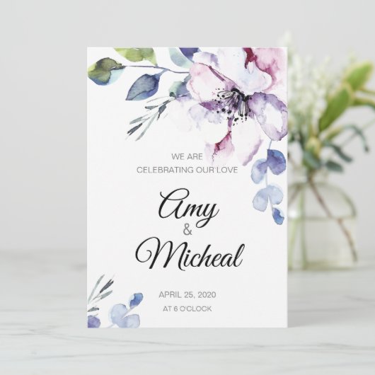 Het vieren van onze Liefde Floral Wedding Kaart (Staand voorkant)